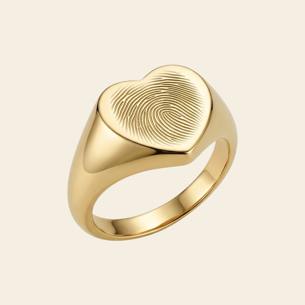 Bague cœur gravée d'une empreinte digitale – Atelier Ysole