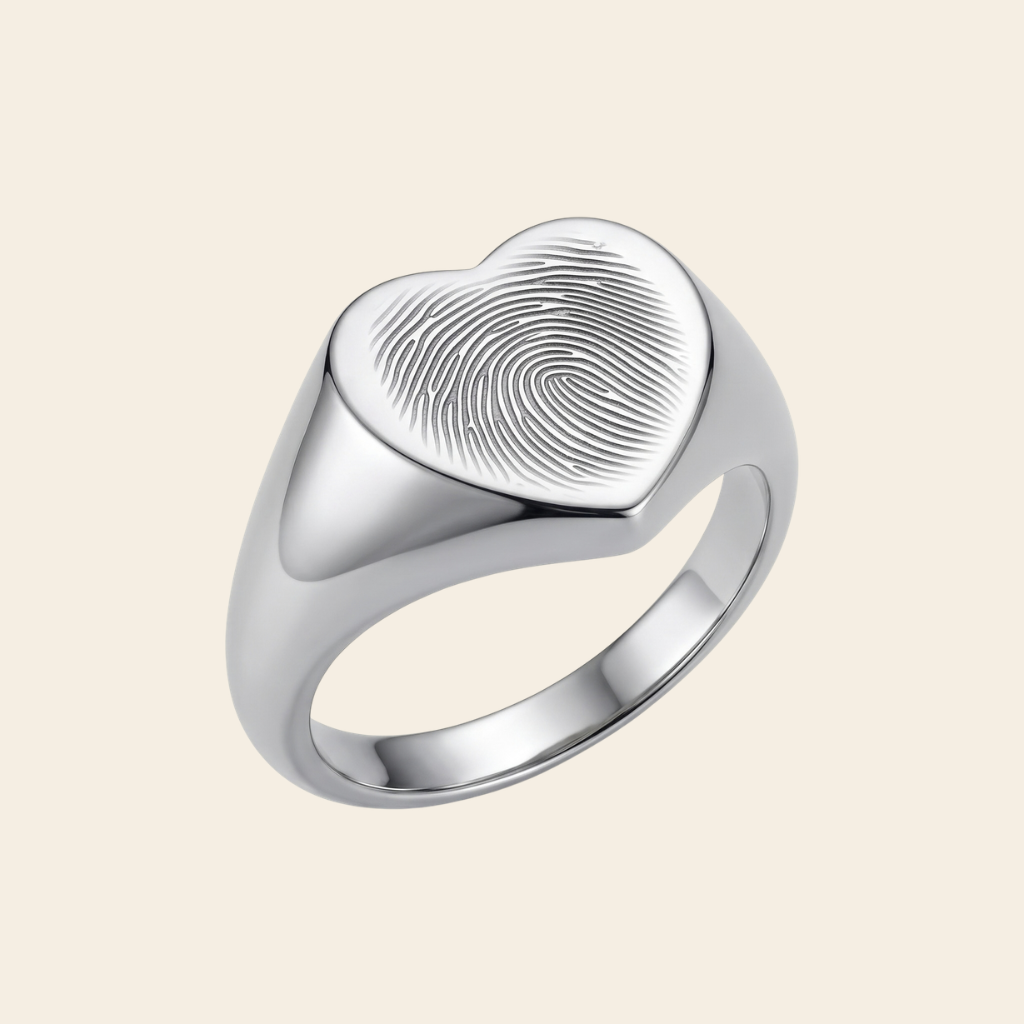 Bague cœur gravée d'une empreinte digitale – Atelier Ysole, vue 2