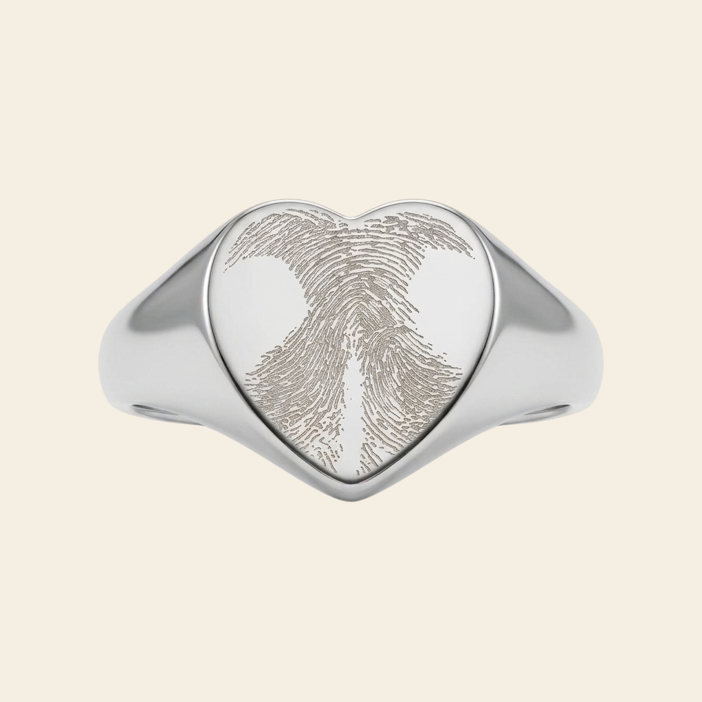 Bague cœur gravée d'une empreinte de truffe – Atelier Ysole