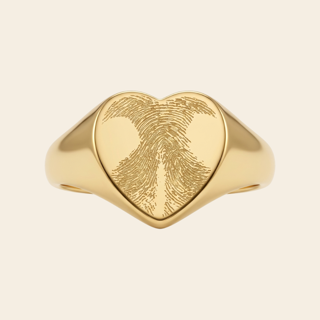 Bague cœur gravée d'une empreinte de truffe – Atelier Ysole, vue 2