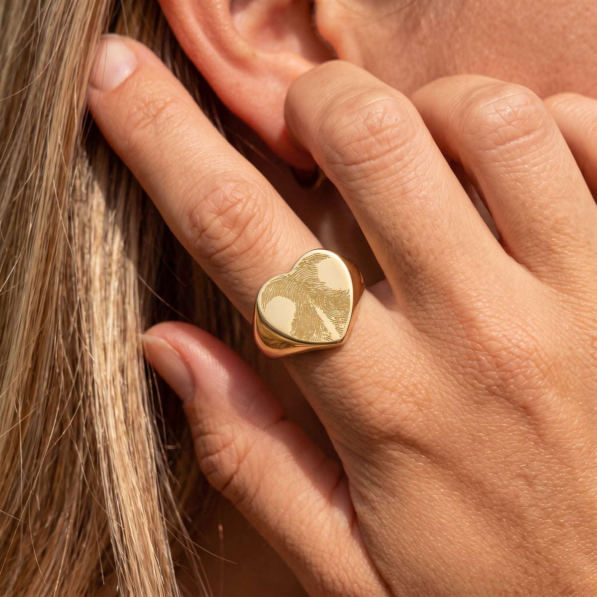 Bague cœur gravée d'une empreinte de truffe – Atelier Ysole, vue 3