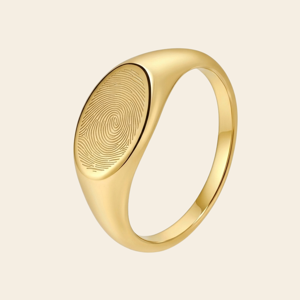 Chevalière fine gravée d'une empreinte digitale – Atelier Ysole
