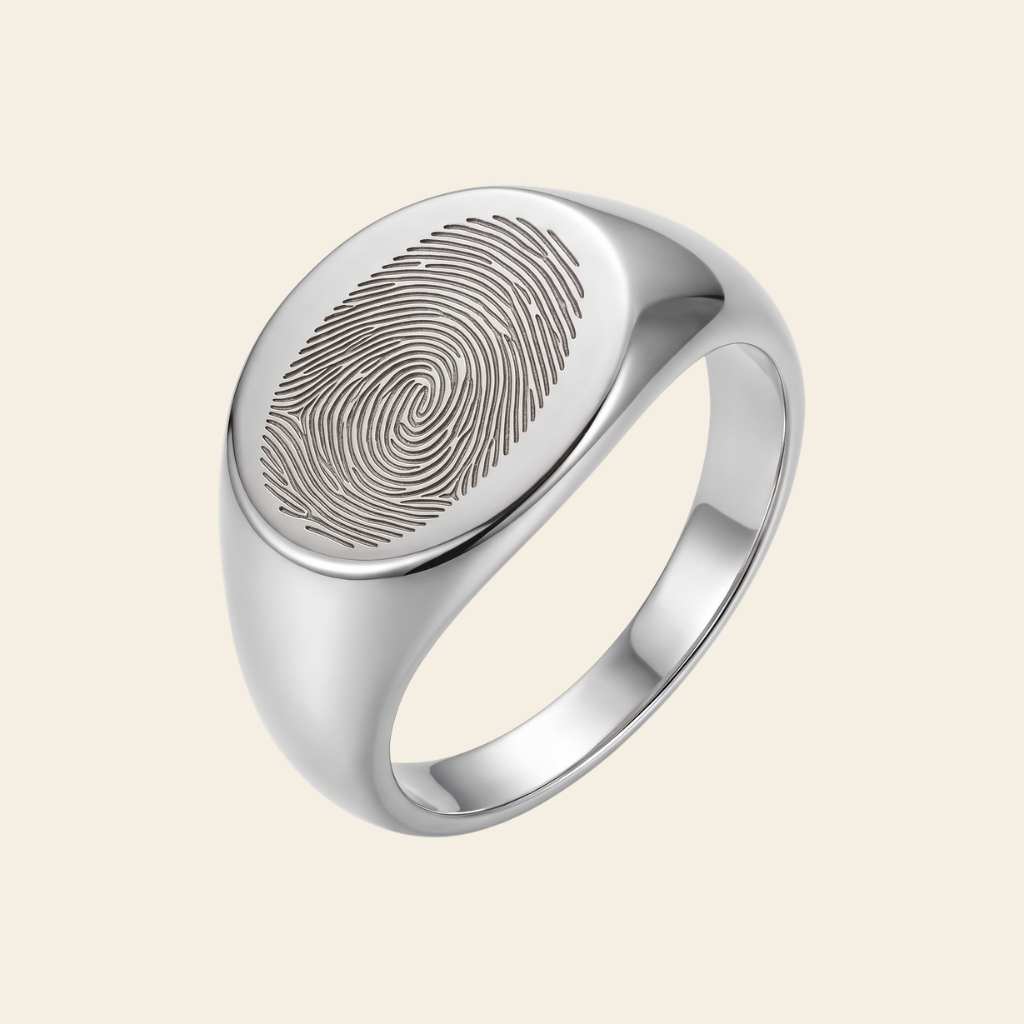 Chevalière ronde gravée d'une empreinte digitale – Atelier Ysole, vue 2