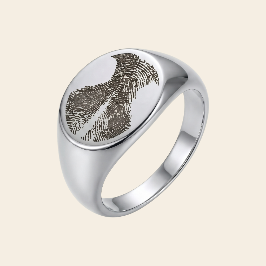Chevalière ronde gravée d'une empreinte de truffe – Atelier Ysole