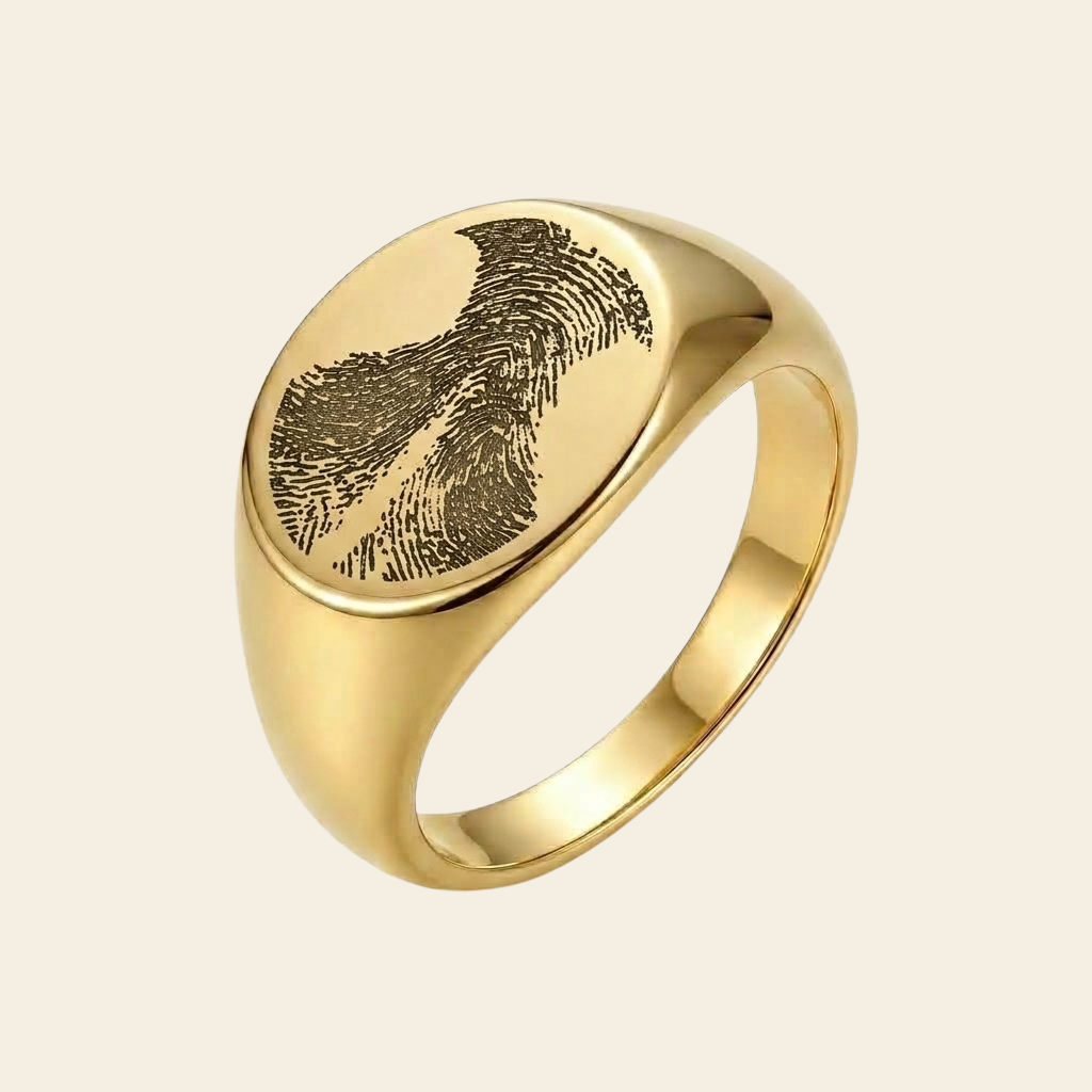 Chevalière ronde gravée d'une empreinte de truffe – Atelier Ysole, vue 2