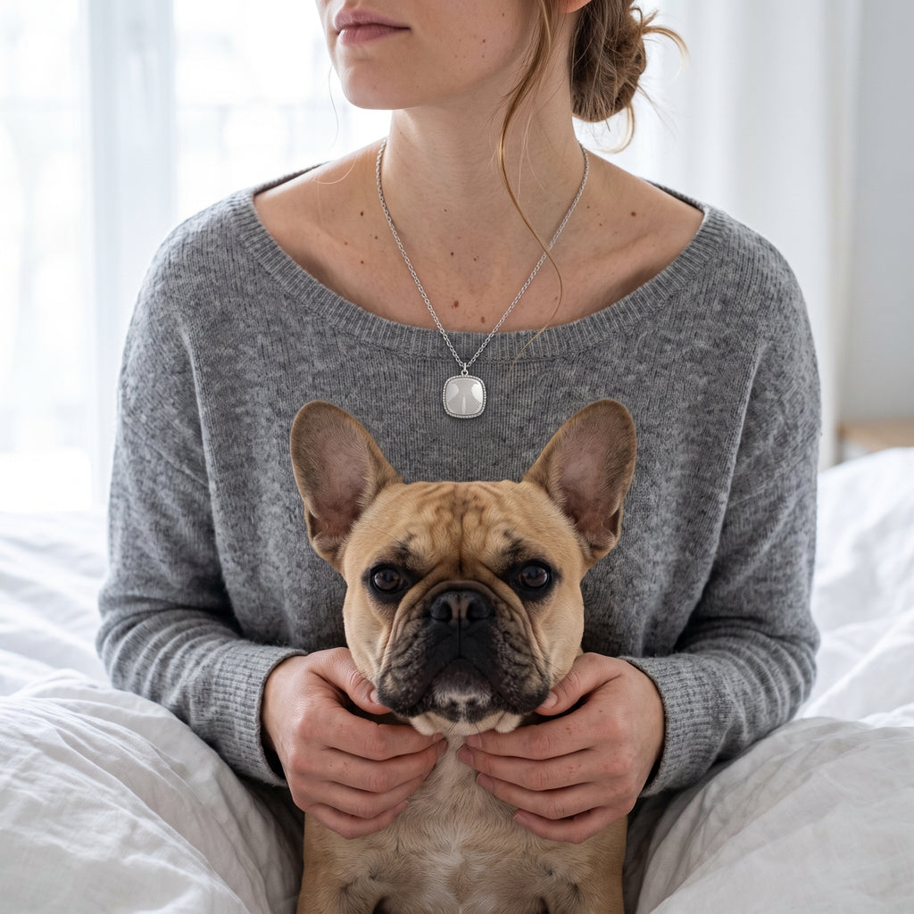 Collier carré perlé gravé d'une empreinte de truffe – Atelier Ysole, vue 4