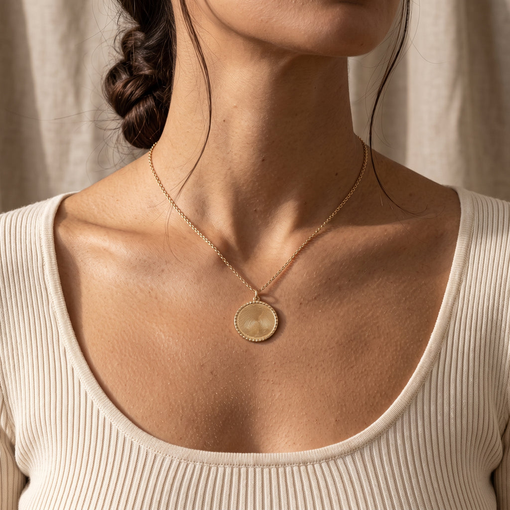 Collier médaille gravé d'une empreinte digitale – Atelier Ysole, vue 5