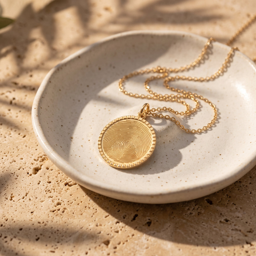 Collier médaille gravé d'une empreinte digitale – Atelier Ysole, vue 6